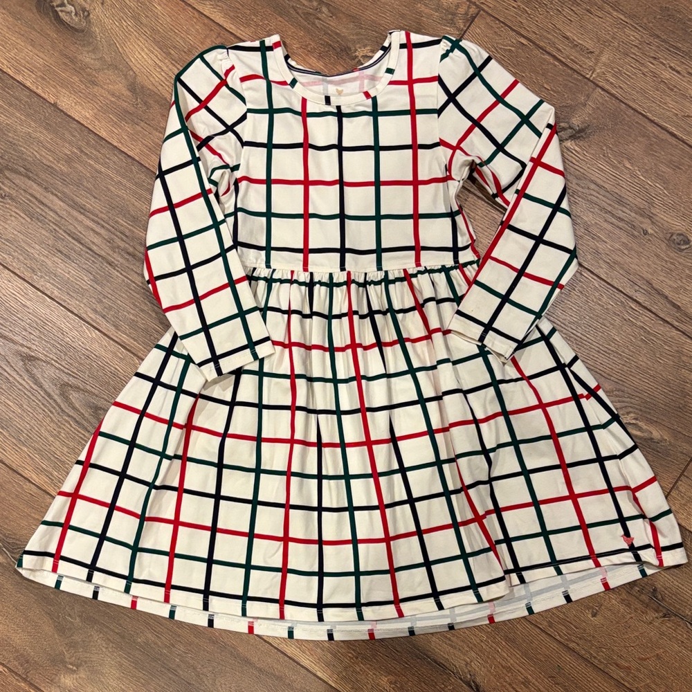 Pink Chicken Multicolor Grid Pattern Kids Dress